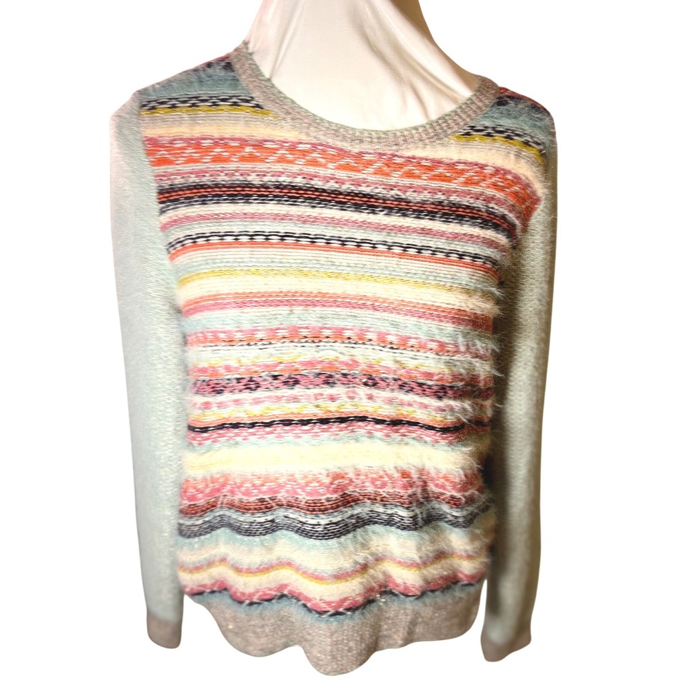 Vintage Anthropologie Knitted & Knotted Striped Textured Sweater Women's SZ M